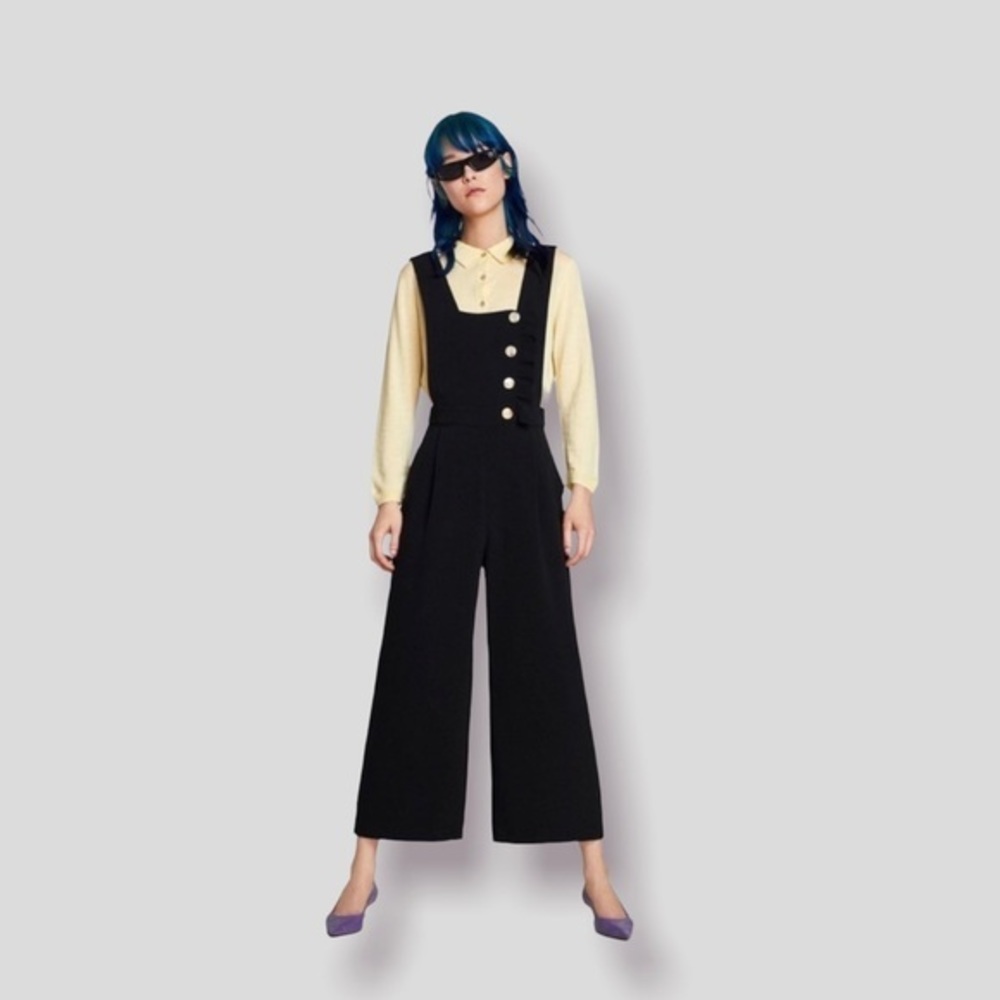 Zara High Waisted Wide Leg  Black JumpSuit